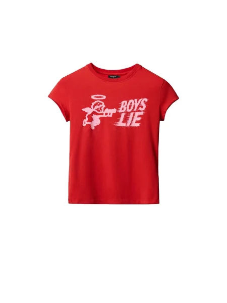 Desigual Tricou Boys Lie roz roșu