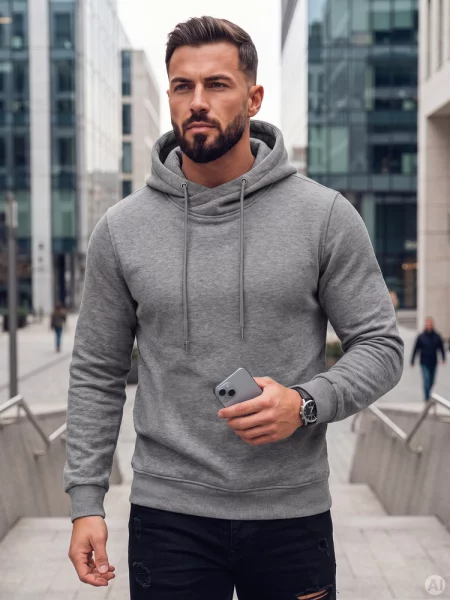 Bluza z kapturem ciemnoszara Dstreet