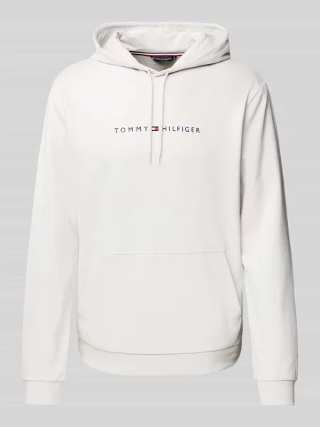 Bluza z kapturem z nadrukiem z logo szara