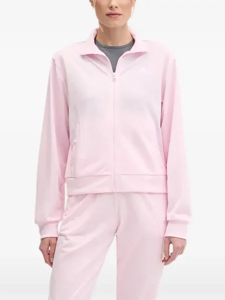 Komplet dresowy Adidas koronkowy sznurowany w paski różowy