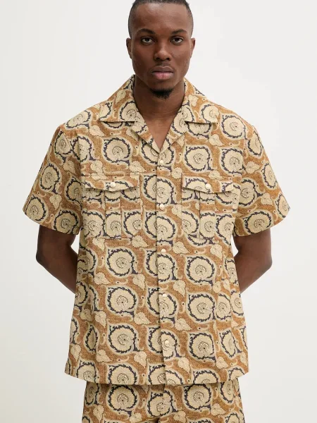 Drôle de Monsieur cămașă din La Chemise Paisley barbati cu guler clasic relaxed maro