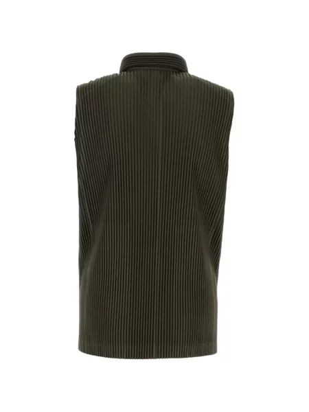 Tricou polo Homme Plisse Issey Miyake fără mâneci verde