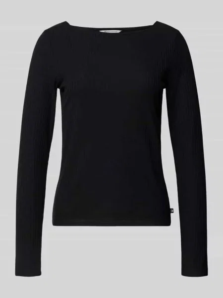 Bluzka z długim rękawem o kroju slim fit z mieszanki Tom Tailor Denim czarna