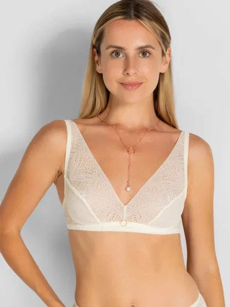 Кружевной бралет с мягкой чашкой чорний