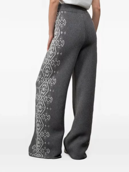 Pantaloni Moorer tricotate cu imprimeu geometric gri