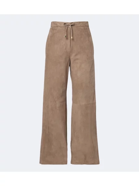 Pantaloni 's Max Mara din piele de căprioară bej