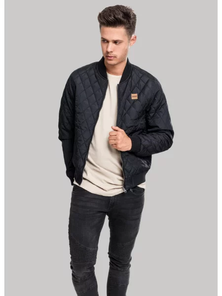 Usnjena jakna Urban Classics črna