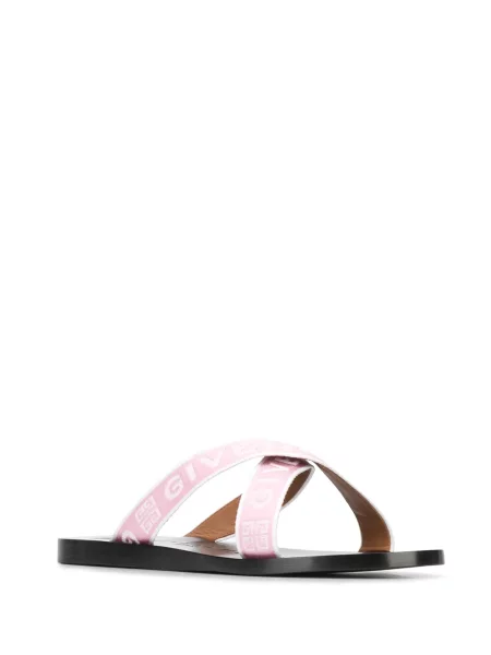Sandale Givenchy cu bretele cu autograf roz