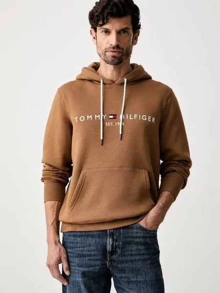 Tommy Hilfiger hanorac cu glugă pentru bărbați cu maro