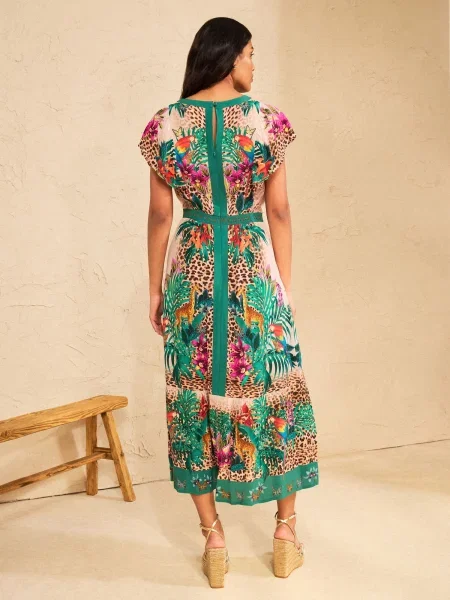 Love & roses Rochie ecru / maro cappuccino / smarald / magenta verde