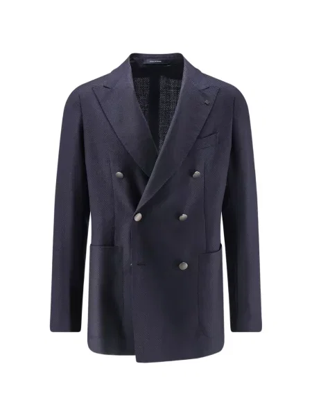 Sacou Tagliatore cu model herringbone cu două rânduri de nasturi albastru