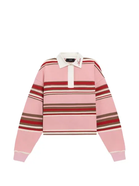 Lung tricou polo Amiri cu dungi roz