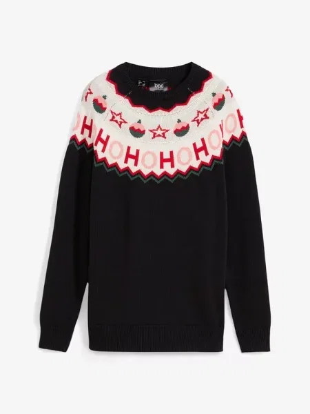 Sweter z bożonarodzeniowym motywem czarny