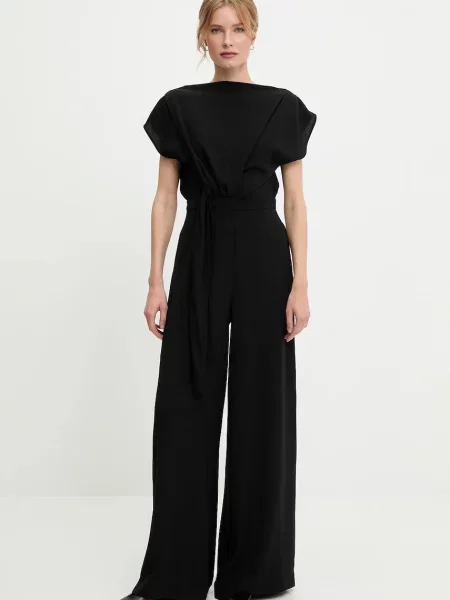 Answear Lab salopetă cu decolteu rotund negru