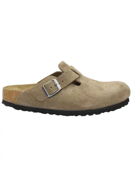 Šľapky BIRKENSTOCK Boston Suede Leather dark tea béžová