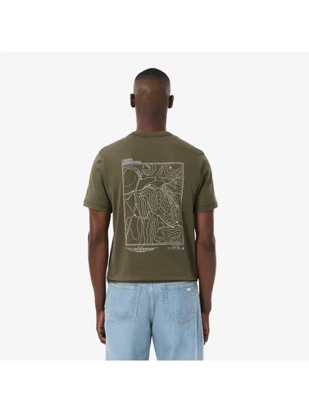 Lacoste T-Shirt Z Jerseyu Z Wielokolorowymi Nadrukami zielony