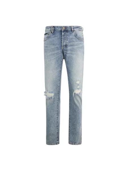 Jeansy straight leg Philipp Plein niebieskie