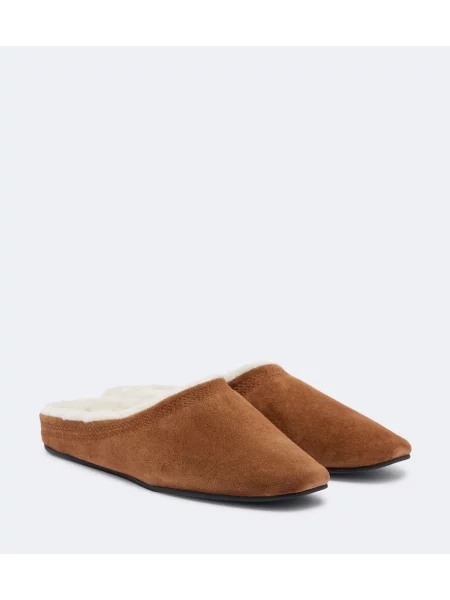Papuci tip mules Veronica Beard din piele de căprioară maro