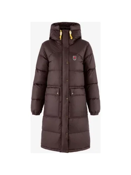 Kurtka z kapturem Fjällräven Expedition Long Down Parka S brązowa