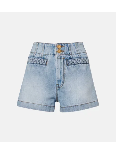 Pantaloni scurți din denim Zimmermann cu talie înaltă albastru