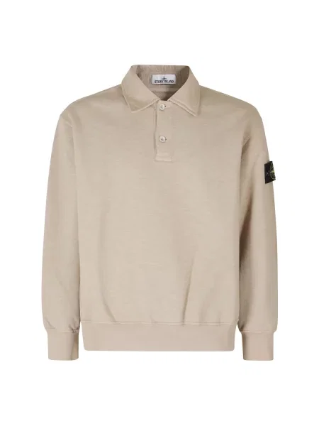 Koszulka polo Stone Island z długim rękawem z kamieniami beżowa