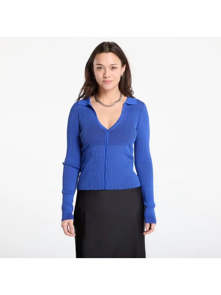 Svetr Desigual Buttoned Sweater Blue M modrý