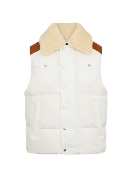 Gulerat vestă Dsquared2 din piele de oaie alb