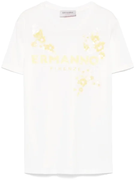 Koszulka Ermanno Firenze z cekinami biała