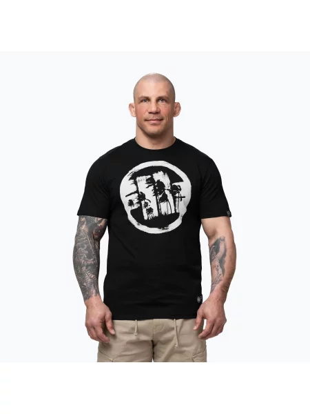 Tricou pentru bărbați Pitbull Palms black logo negru