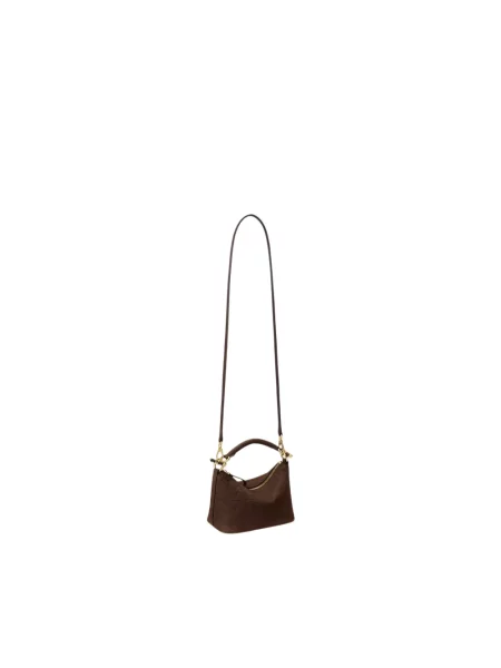 Torba na ramię z naturalnej skóry bydlęcej model BLKE MINI' Lauren Ralph Lauren brązowa
