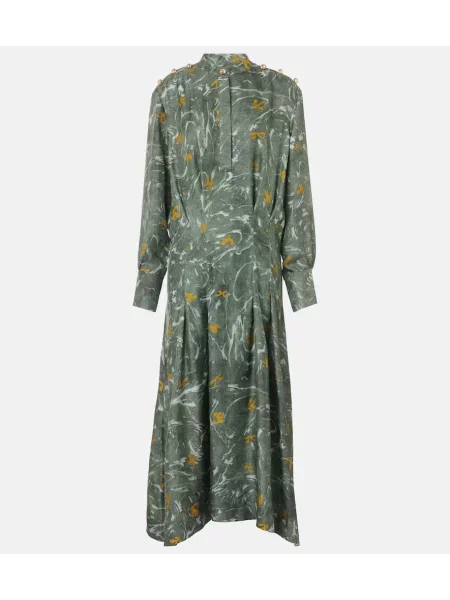 Svilena maksi obleka Altuzarra z žeblji zelena