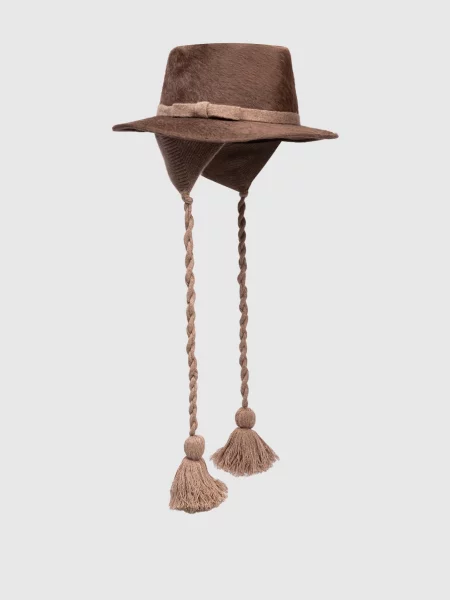Капелюх з вовни кролика із зав'язками Agnona коричневий
