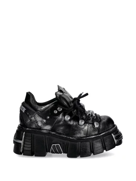 Sneakerși New Rock cu șireturi cu platformă din dantelă negru