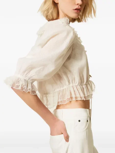 Cropp cămașă Twinset cu volane alb
