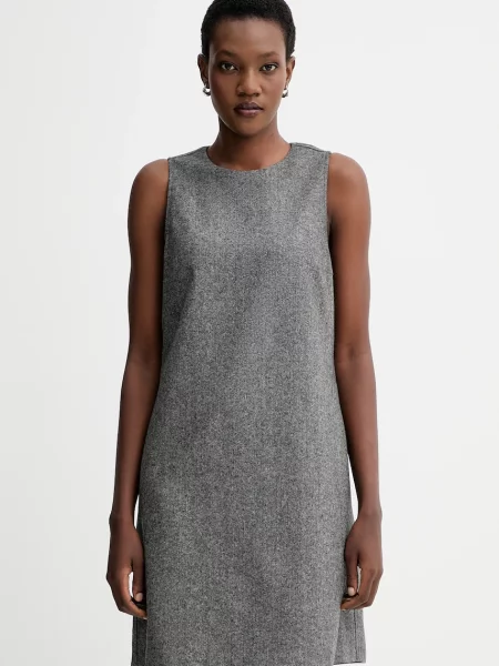 Marc O'Polo rochie cu lână mini drept gri