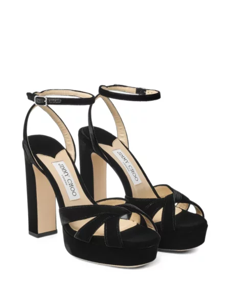 Sandale Jimmy Choo de catifea cu platformă negru