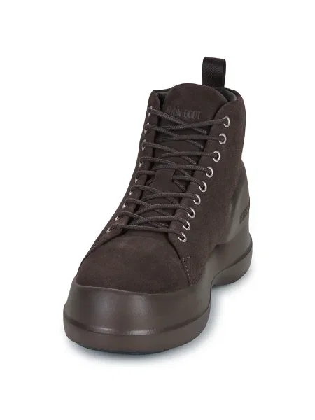 Pantofi Moon Boot cu șireturi din piele de căprioară maro