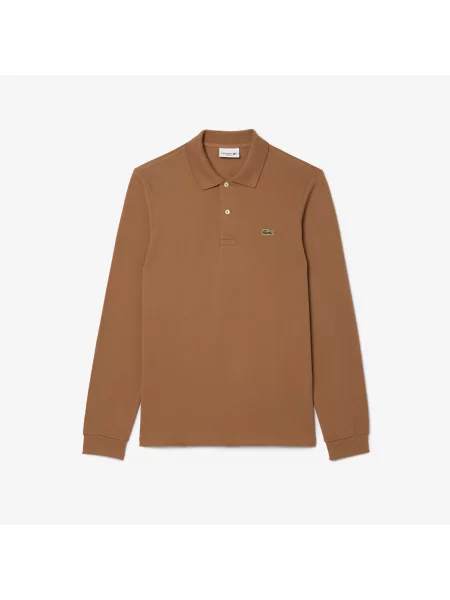 Lacoste Polo Klasyczny Krój Długi Rękaw brązowe