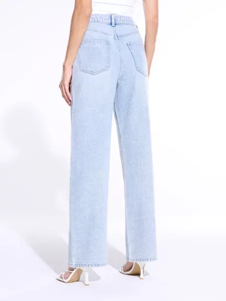 Джинси wide leg синій