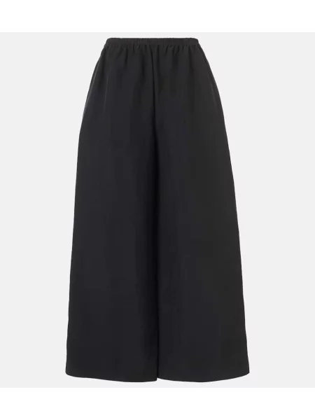 Pantaloni The Row de mătase negru