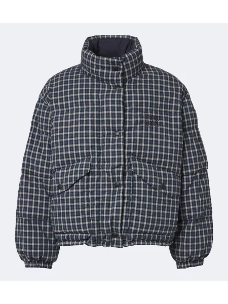 Reversibil geacă cu puf Miu Miu de flanelă albastru