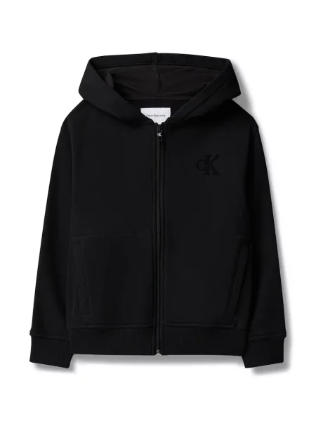 Calvin Klein Jeans mikina na s kapucňou detská s bavlnou čierna
