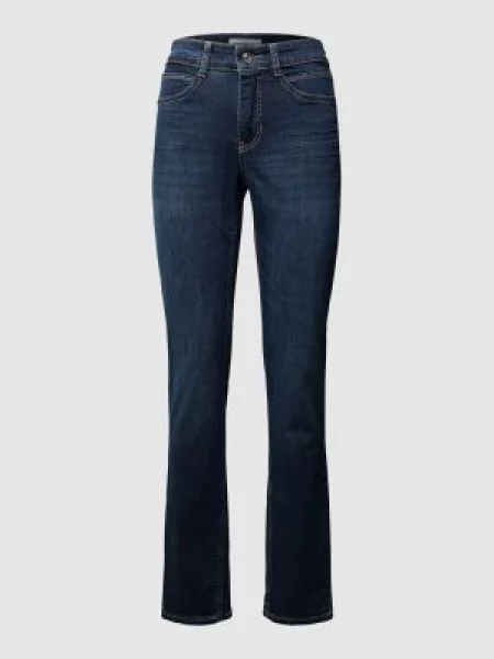 Jeansy o kroju straight fit z naszywką z logo model ‘Angela’ Mac niebieskie