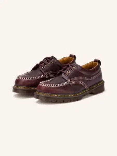 Półbuty Dr. Martens sznurowane z paskiem czerwone