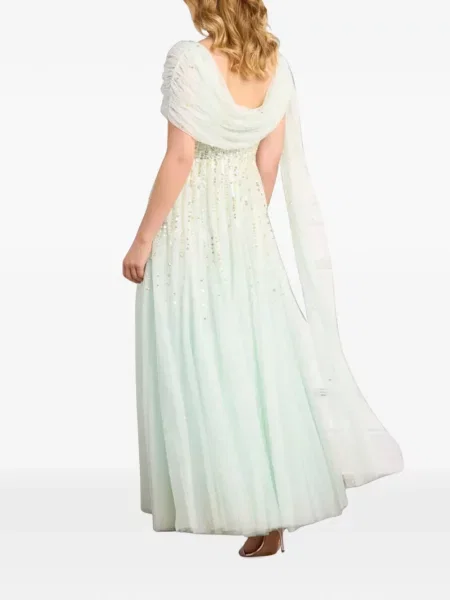 Rochie Needle & Thread cu paiete drapată verde
