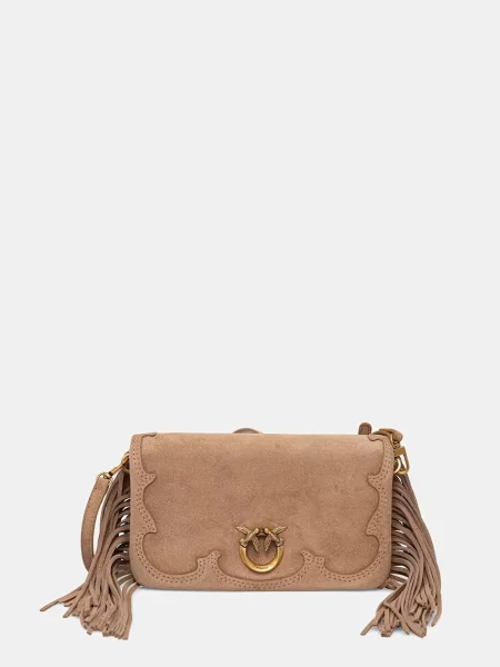 Pinko Crossbody torbica usnjena bež