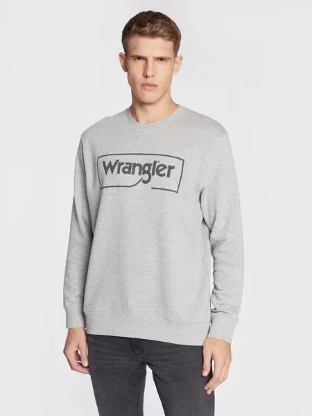 Wrangler Pulóver Frame Logo Crew Regular Fit szürke
