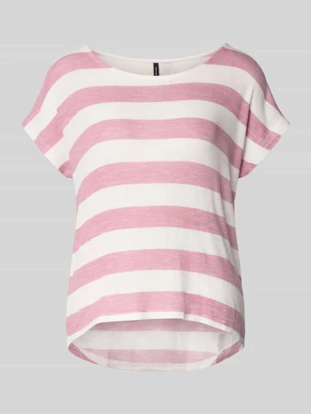 Pudełkowy krój t-shirt z mieszanki model WIDE STRIPE' Vero Moda różowy