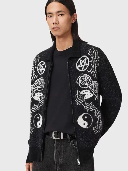 AllSaints cardigan cu alpaca negru