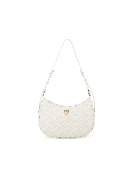 PINKO Kabelka Half Moon Mini Fl AI PLTT Écru bílá